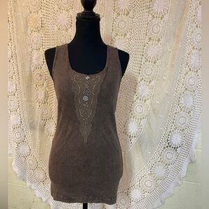 Brown Embroidered Tank Top